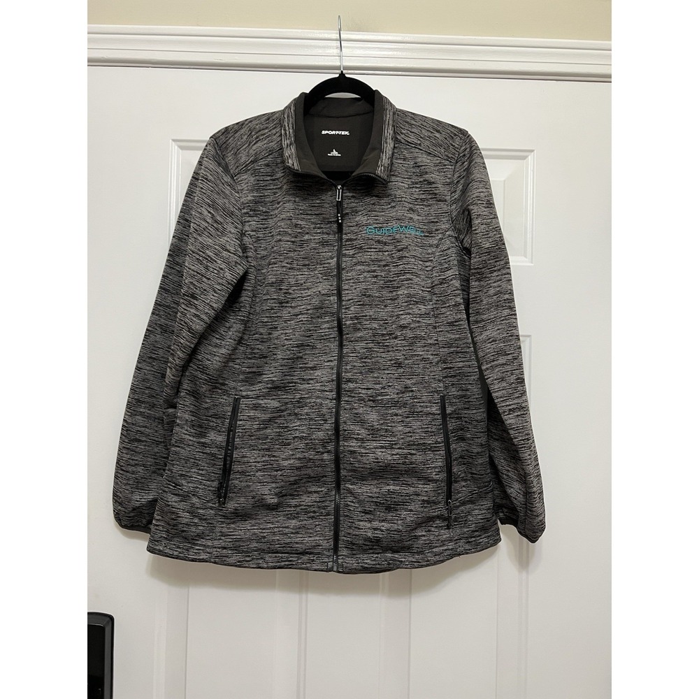 Sport-Tek Track‎ Jacket Mens Large Gray Full Zip Fleece GuideWell Logo Womens XL